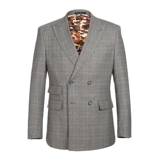 EL12-60-093 Double-breasted Gray Check Suit