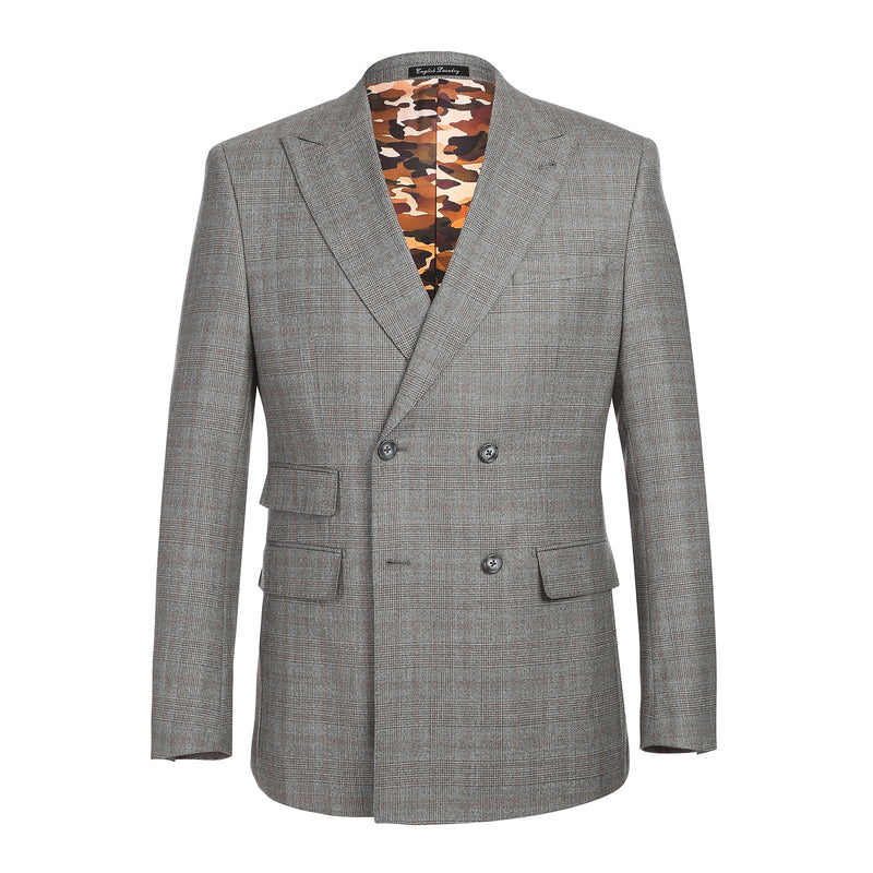 EL12-60-093 Double-breasted Gray Check Suit
