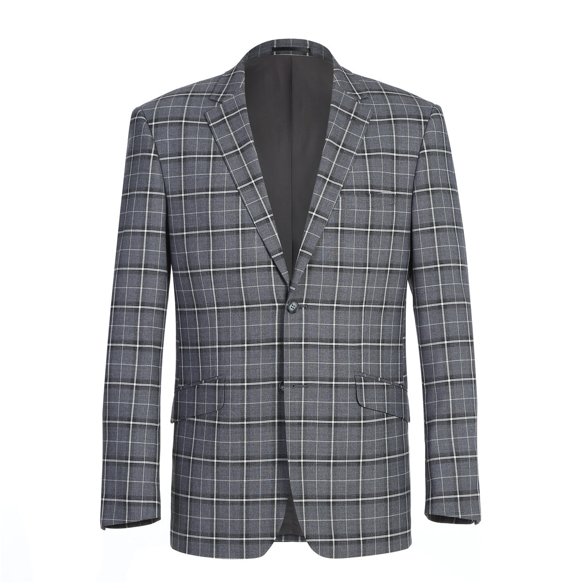 293-14 Men's Classic Fit Single Breasted Grey & White Check Suits
