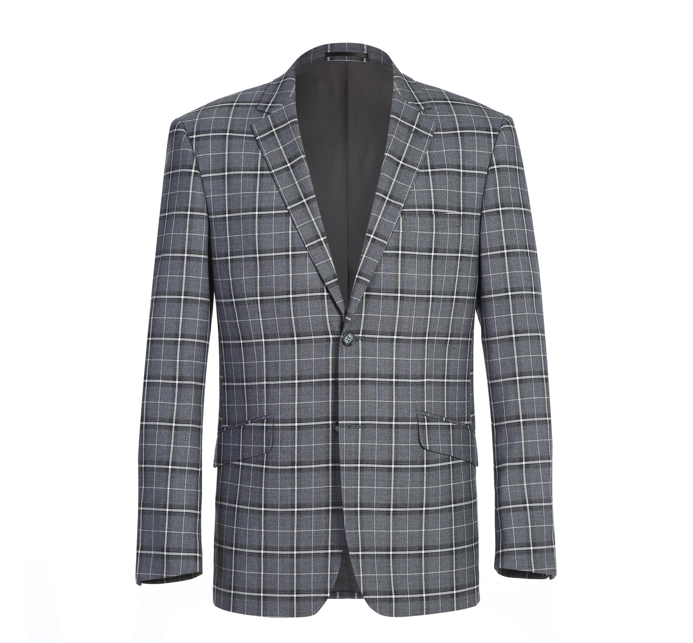 293-14 Men's Classic Fit Single Breasted Grey & White Check Suits