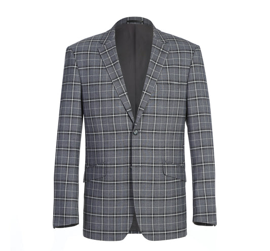 293-14 Men's Classic Fit Single Breasted Grey & White Check Suits