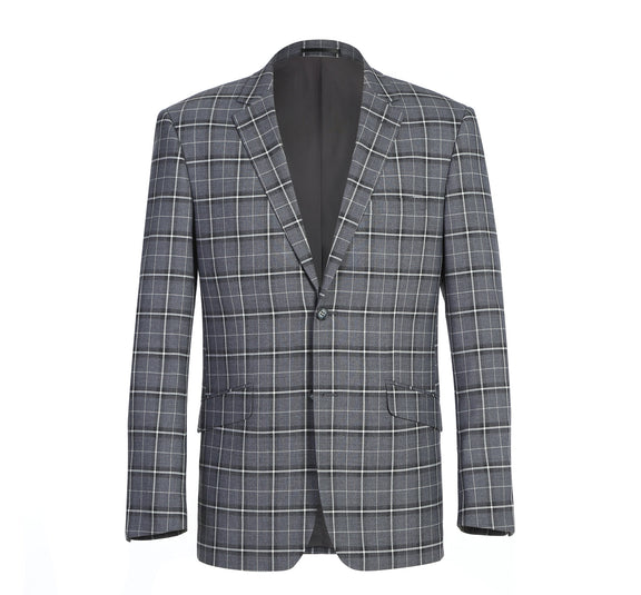 293-14 Men's Classic Fit Single Breasted Grey & White Check Suits