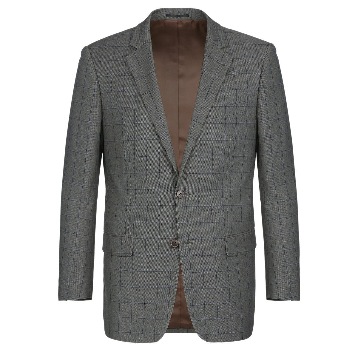 292-2 Men's Two Piece Classic Fit Windowpane Check Dress Suit