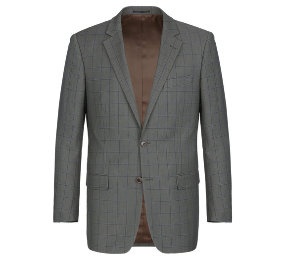 292-2 Men's Two Piece Classic Fit Windowpane Check Dress Suit