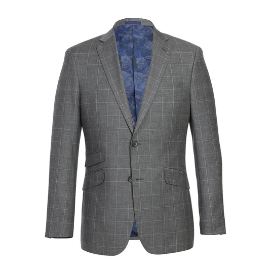 82-54-092EL Slim Fit Gray Windowpane Suit