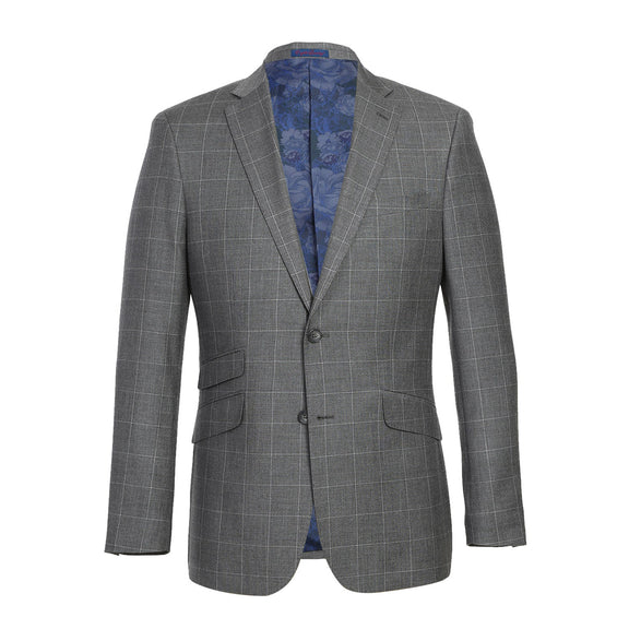 82-54-092EL Slim Fit Gray Windowpane Suit