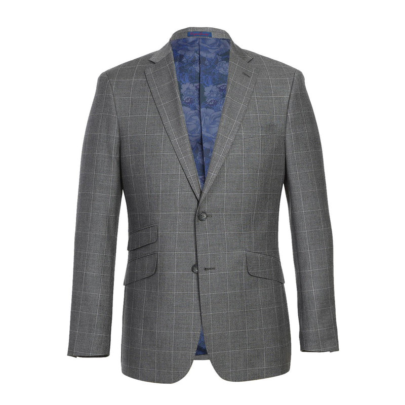 82-54-092EL Slim Fit Gray Windowpane Suit