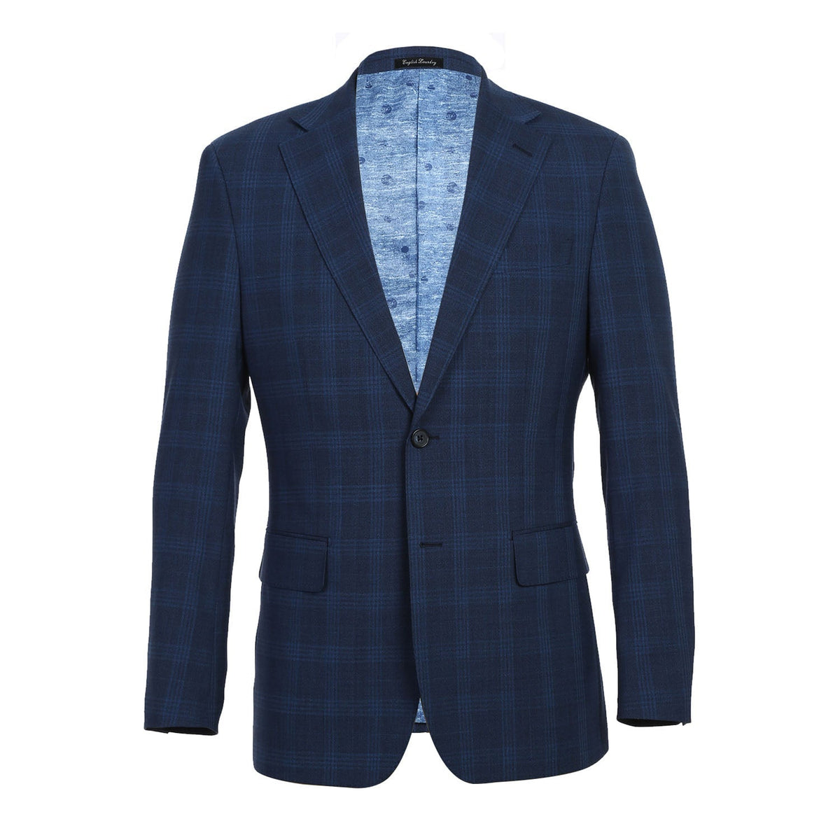 EL72-50-412 Airforce Blue Plaid Wool Suit