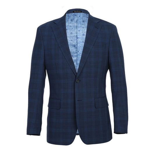 EL72-50-412 Airforce Blue Plaid Wool Suit