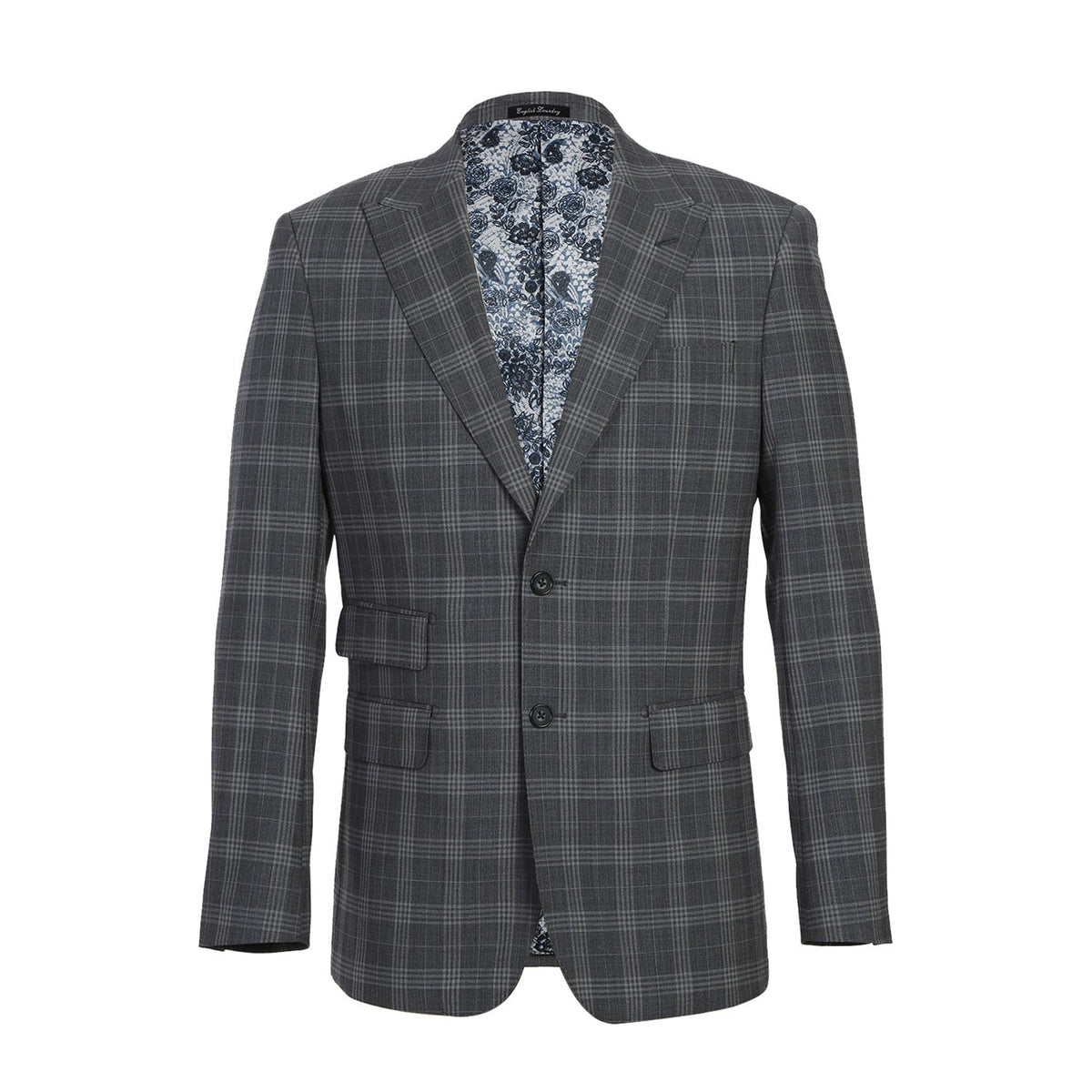 EL72-58-093 Gray Check Peak Wool Suit