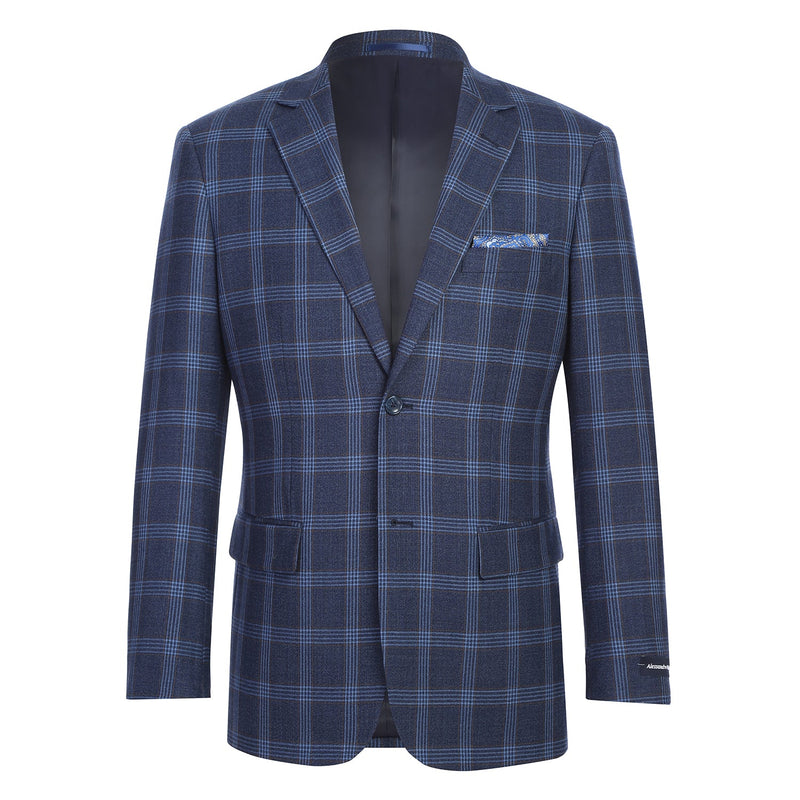 567-5 Men's New Slim Fit Wool Blazer BLUE L40 New Slim Fit