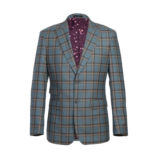 EL72-57-470 Light Gray with Bronze Stereoscopic-Grid Wool Suit