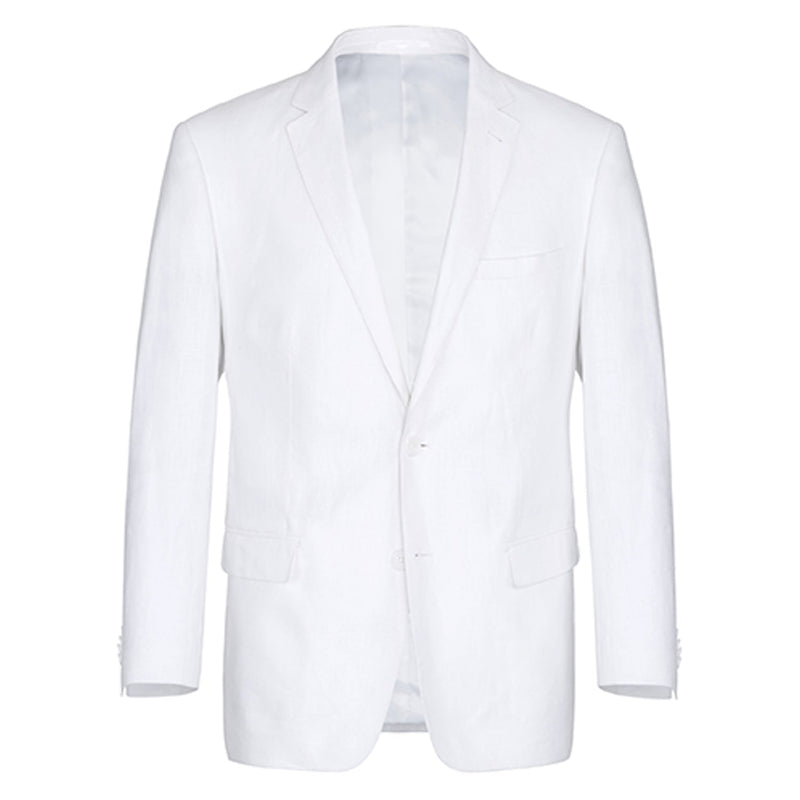 601-20 Men's Notch Lapels White Solid Linen Suits