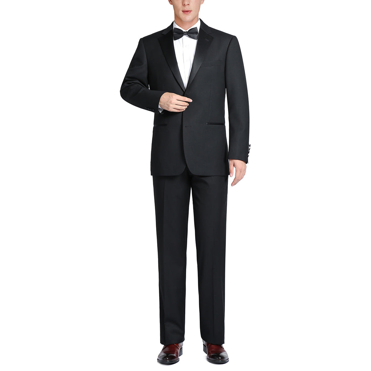 508-1 Men's Satin Notched Lapel 2-Piece 100% Wool Tuxedo