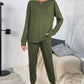 Round Neck Top and Drawstring Pants Lounge Set