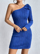 One Shoulder Long Sleeve Mini Dress Royal Blue