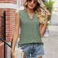 Eyelet Lace Trim Eyelash V-Neck Tank