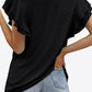 Round Neck Layered Flutter Sleeve Blouse