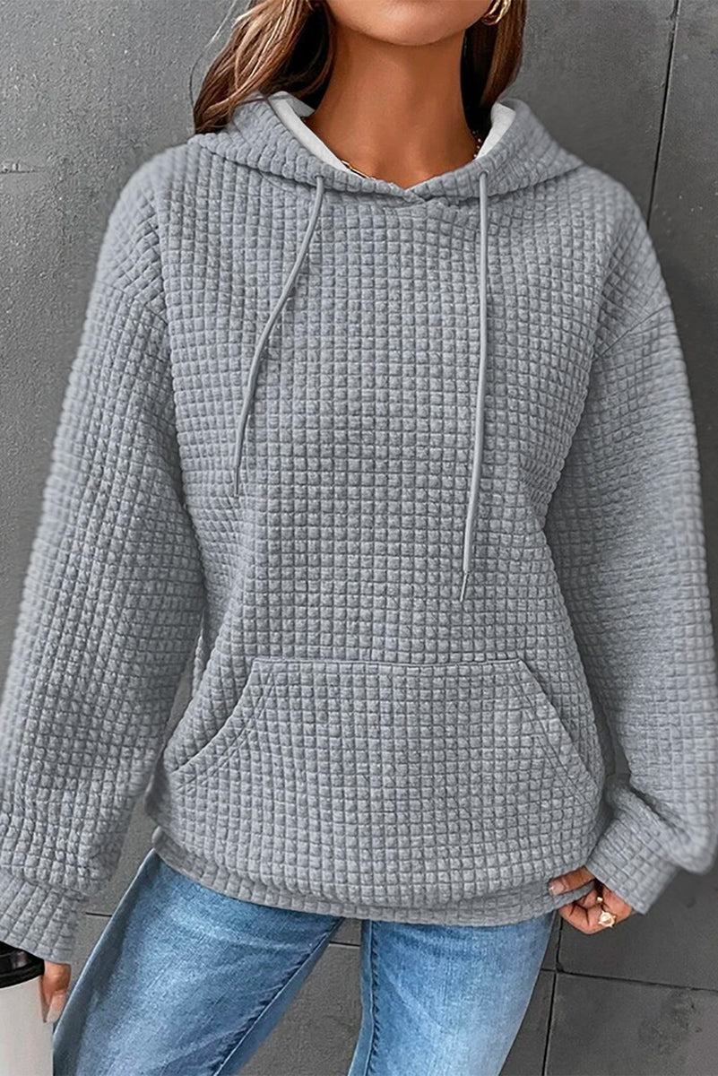 Dropped Shoulder Pocketed Hoodie Heather Gray