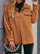 Ivy Lane Pocketed Snap Down Dropped Shoulder Jacket Caramel