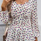 Devine Peplum Printed Long Sleeve Blouse