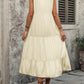 Decorative Button Notched Sleeveless Dress