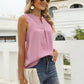 Eyelash Trim Spliced Lace Sleeveless Top