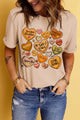 Heart Graphic Round Neck Short Sleeve T-Shirt Dust Storm