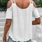 Eyelet Cold Shoulder Short Sleeve Blouse