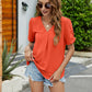 Ruched Short Sleeve V-Neck Blouse