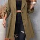 Honey Plus Size Lapel Collar Drawstring Roll-Tab Sleeve Trench Coat