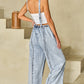 Square Neck Wide Strap Denim Overalls