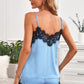 Lace Detail Spaghetti Strap Top and Shorts Lounge Set