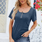 Ruched Square Neck Short Sleeve T-Shirt