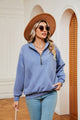 Half-Zip Dropped Shoulder Sweatshirt Misty Blue