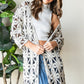 Veveret Geometric Open Front Three-Quarter Sleeve Cardigan