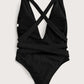 Halter Neck Deep V Tied One-Piece Swimsuit