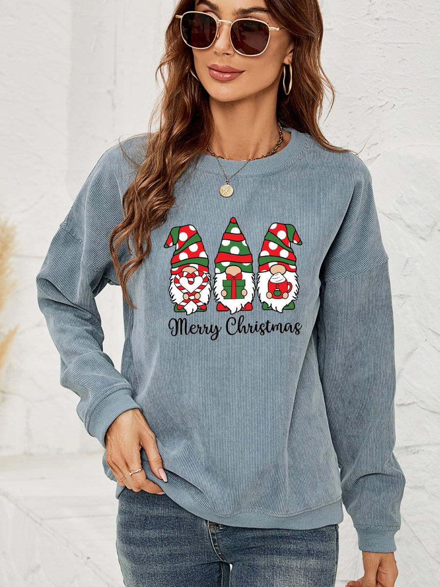MERRY CHRISTMAS Graphic Sweatshirt Light Blue