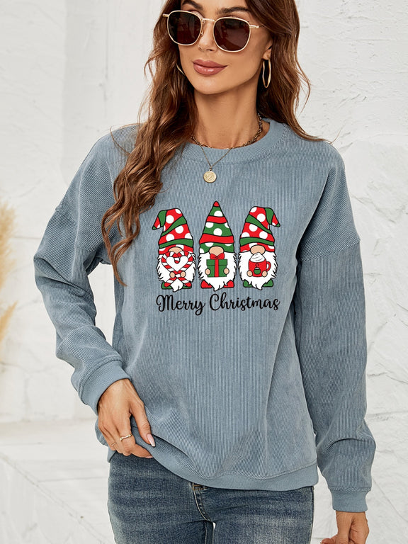 MERRY CHRISTMAS Graphic Sweatshirt Light Blue