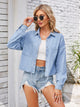 Button Up Long Sleeve Denim Jacket with Breast Pockets Light Blue