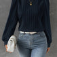 Textured Round Neck Long Sleeve Blouse