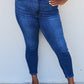 Judy Blue Marie Full Size Mid Rise Crinkle Ankle Detail Skinny Jeans