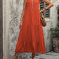 Decorative Button Notched Sleeveless Dress