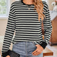 Lovelet Striped Round Neck Long Sleeve T-Shirt