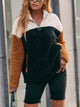 Ivy Lane Color Block Quarter Zip Dropped Shoulder Sweatshirt Black