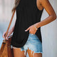 Round Neck Wide Strap Ruched Tank