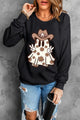 Ghost Round Neck Long Sleeve Sweatshirt Black