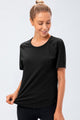 Round Neck Raglan Sleeve Active Tee Black