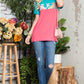 Celeste Full Size Flower Print Contrast Short Sleeve T-Shirt