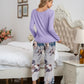 Round Neck Top and Printed Pants Lounge Set